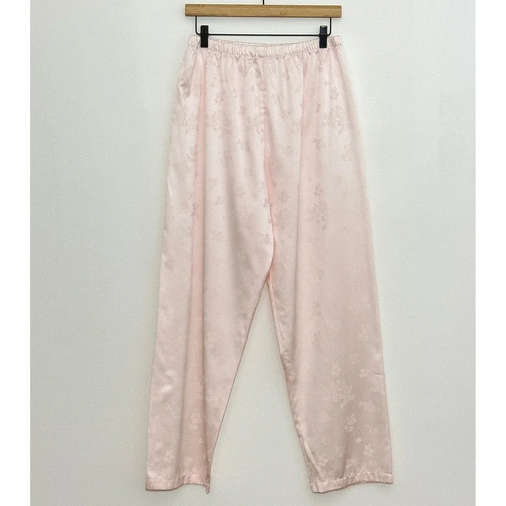 VTG Oscar de la Renta Womens Pajamas L Pink Floral PJ Set Soft Girl Coquette